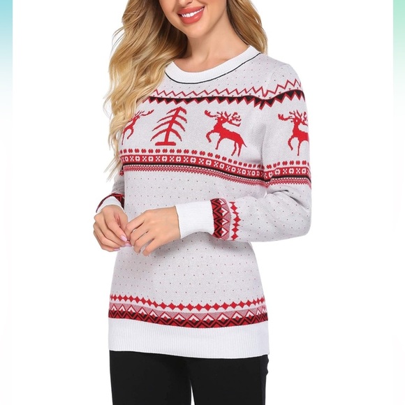 Meaneor Women’s Christmas Sweater Christmas Tree Reindeer Pullover/Crewneck |NEW - Picture 3 of 9